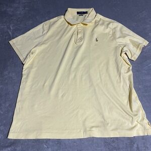 Polo Ralph Lauren Polo Shirt Mens XL Yellow Soft Cotton Flesh Pony Preppy